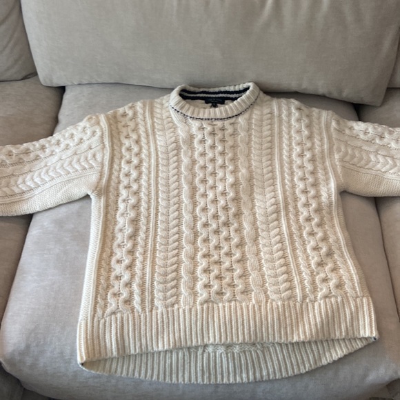 NWT ivory/navy RAG & BONE Brighton Aran sweater - Picture 7 of 10
